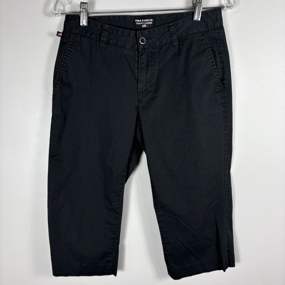 Polo Jeans Co Ralph Lauren‎ Women's 4 Black Chino Straight Leg Capri Pants VTG